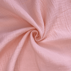 Ткань Муслин Жатый, цвет Нежно-Розовый (на отрез)  в Пушкине